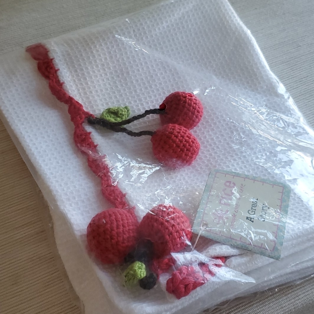Crochet Cherry Tea Towel